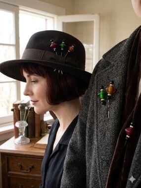 Vintage Victorian Style Beaded Hat Pins Set of 3 Rhinestone Jewel‎ Tone